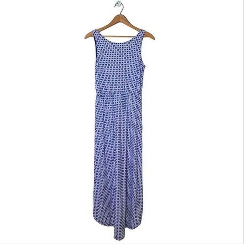 The Gap Sleeveless Patterned High-Low Knit Blue & White Dress - Picture 4 of 7